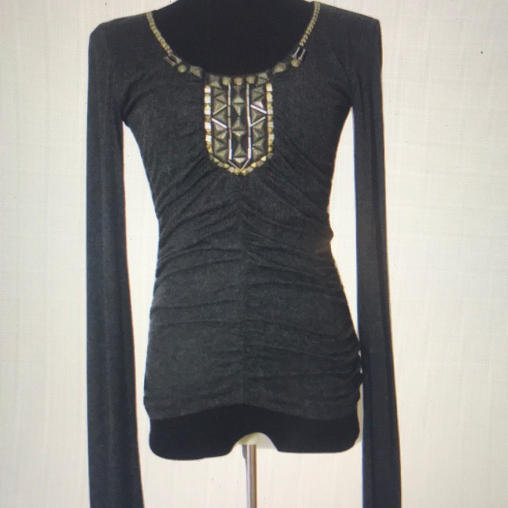 CAbi embellished long sleeved fitted shirt